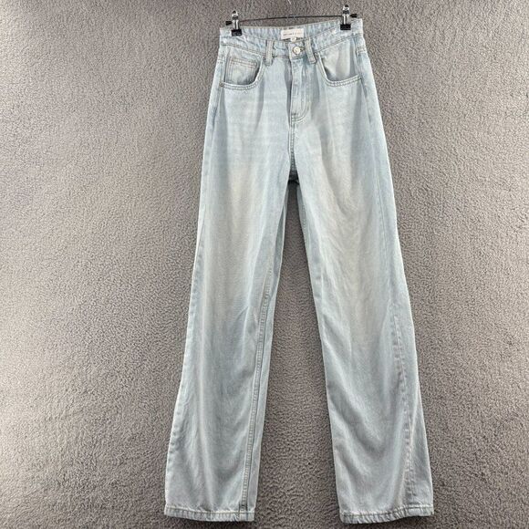 Grey Lab Los Angeles High Rise Straight Leg Jeans Size 24 | Light Wash 100% Cott - Picture 4 of 16